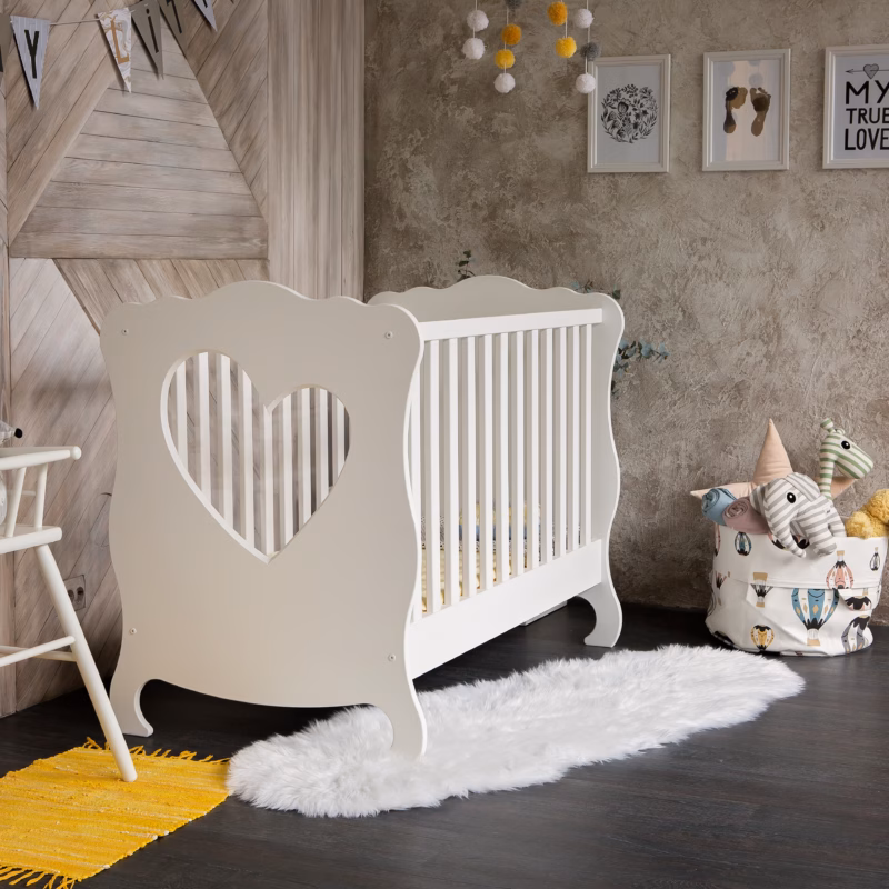 Beebivoodi Süda 60x120 cm + madrats KOMPLEKT